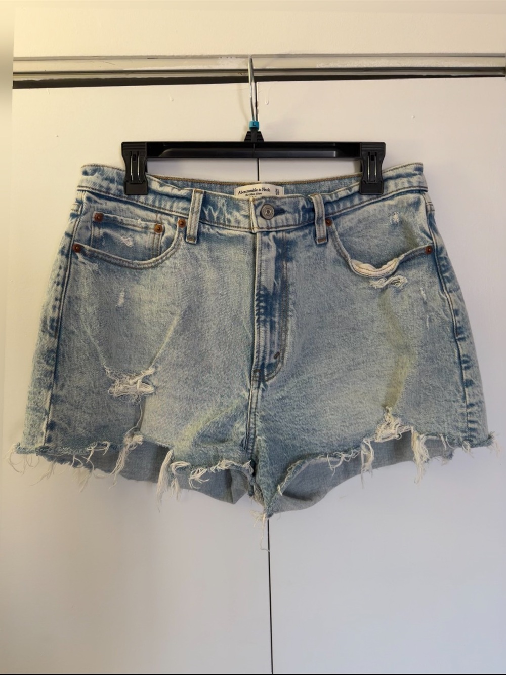 Abercrombie & Fitch Distressed Light Blue Denim Cutoff Shorts